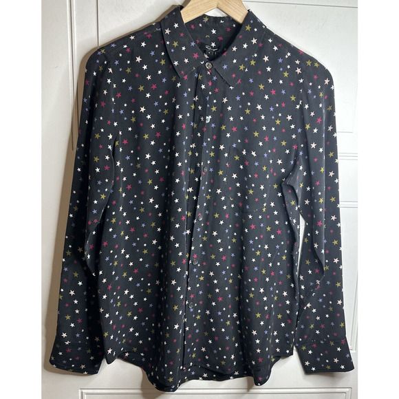 Rails Kate Silk Rainbow Stars Shirt Women's Size Small Button Down Designer Soft - Picture 4 of 16